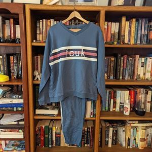 𝅺FCUK lightweight light blue sweat suit sz l nwot